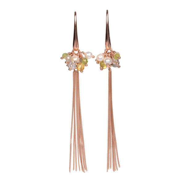 Cherie Color Tassel Earrings - Rose Gold and Silver - Image 3