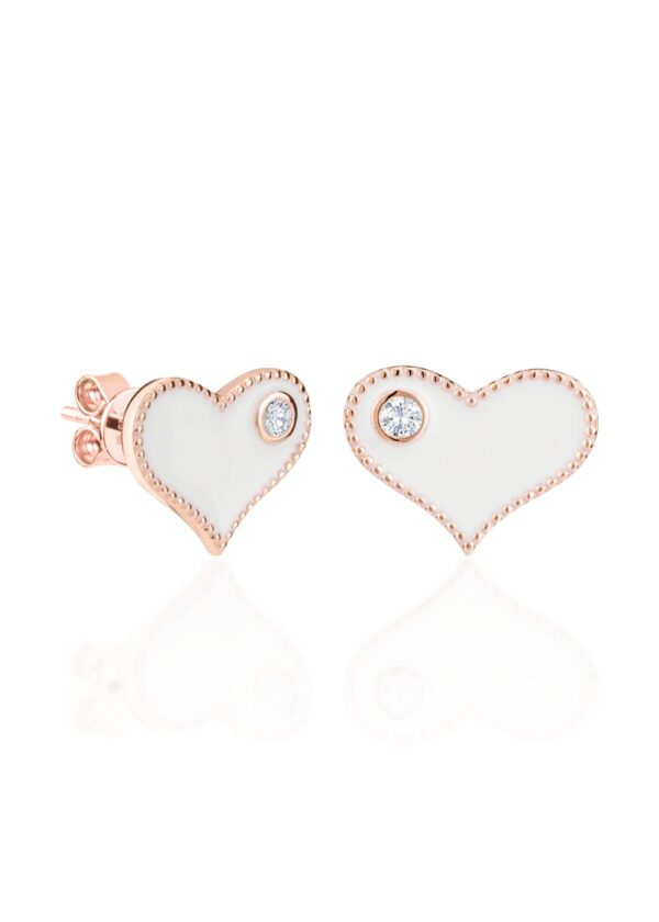 Earrings White Heart - For Kids - Image 2