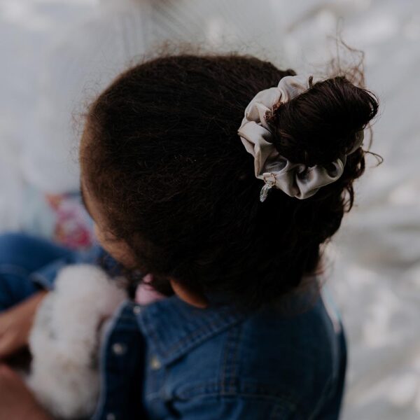 Luxury Silk Scrunchie - Beige - Image 3