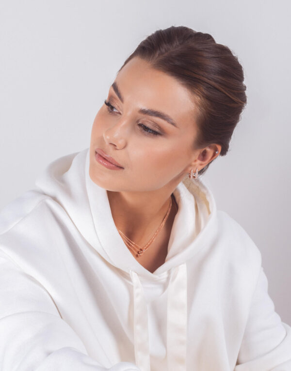 Metropolitan Glow White Earrings - Rose Gold and Silver - Image 2