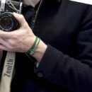 Admiral Anchor Silver and Braided Leather Bracelet - Fern Green