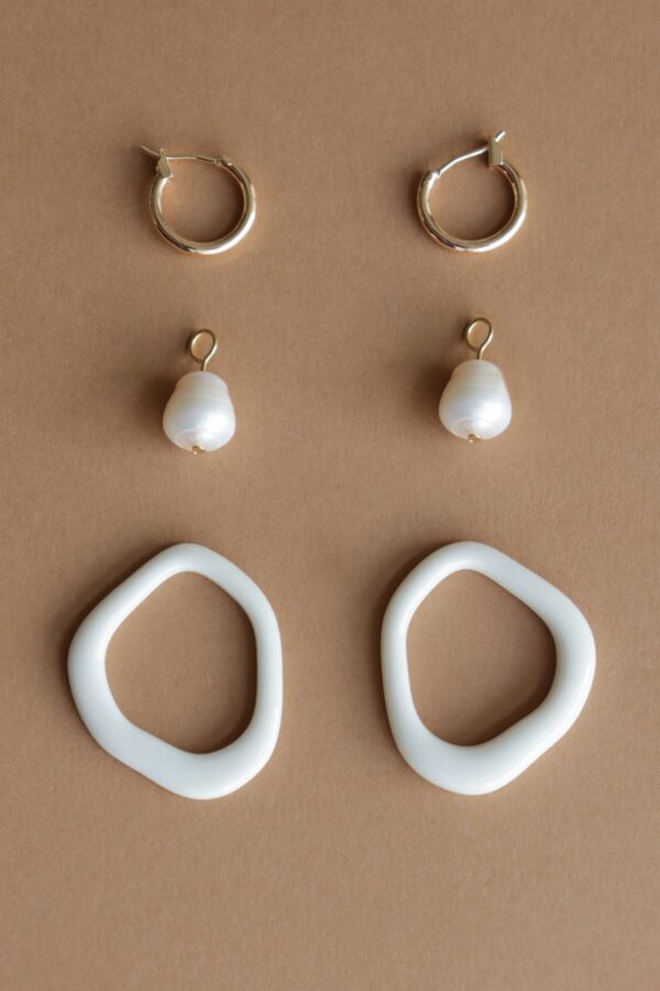 Arp Pearl and Porcelain Hoops - White - Image 4