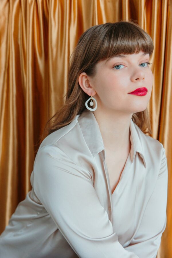 Arp Pearl and Porcelain Hoops - White - Image 5
