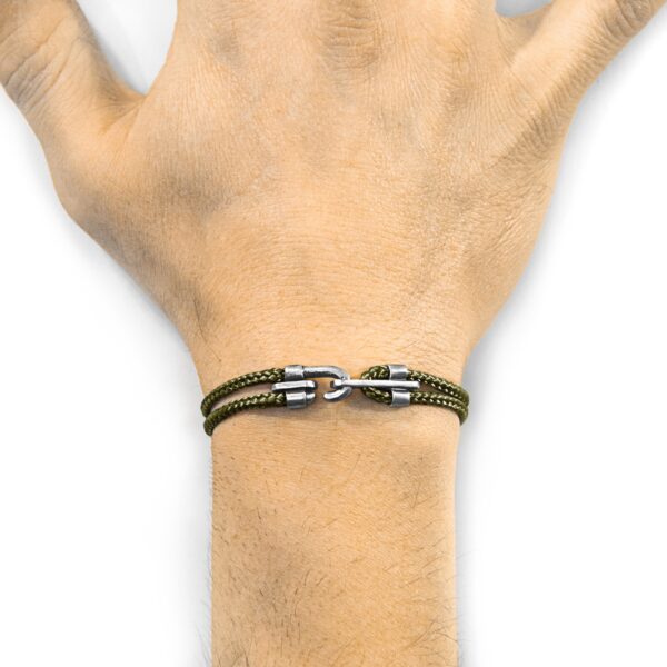 Canterbury Silver and Rope Bracelet - Khaki Green - Image 4
