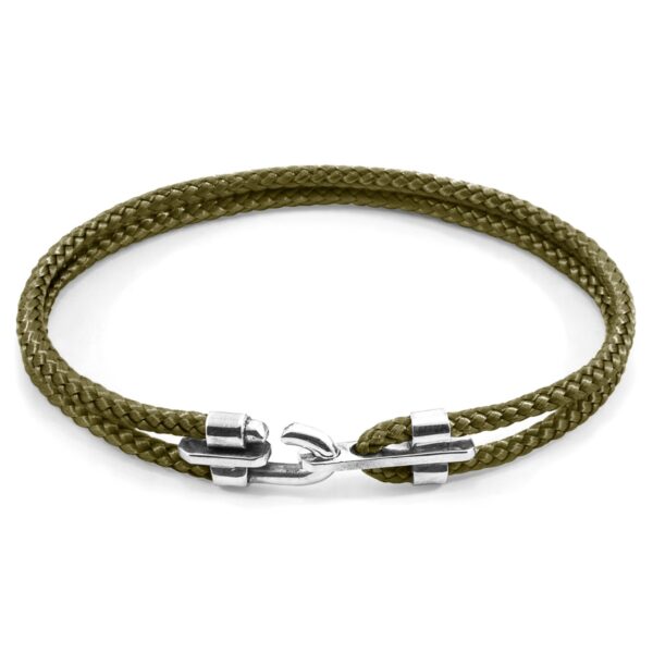 Canterbury Silver and Rope Bracelet - Khaki Green - Image 2