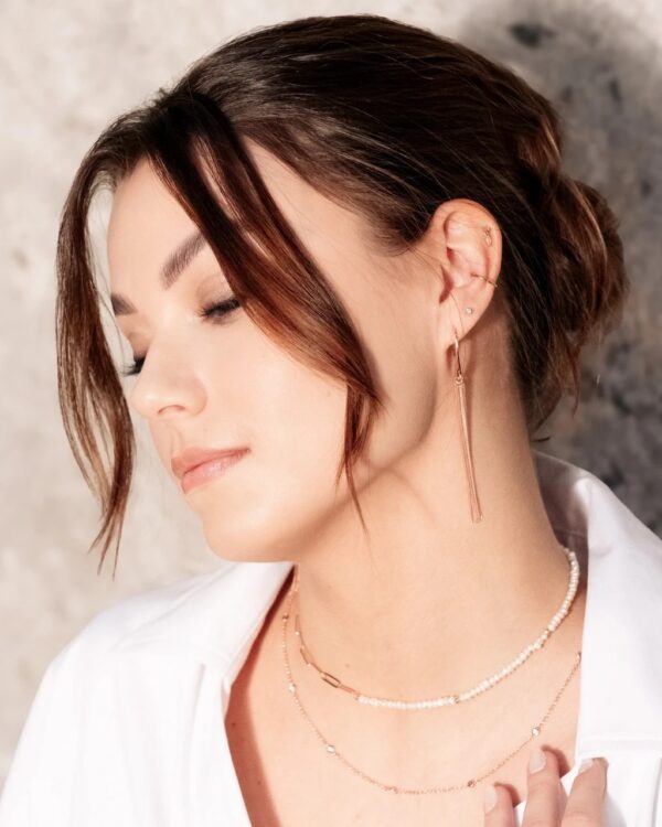 Cherie L-Tassel Earrings - Rose Gold and Silver - Image 3