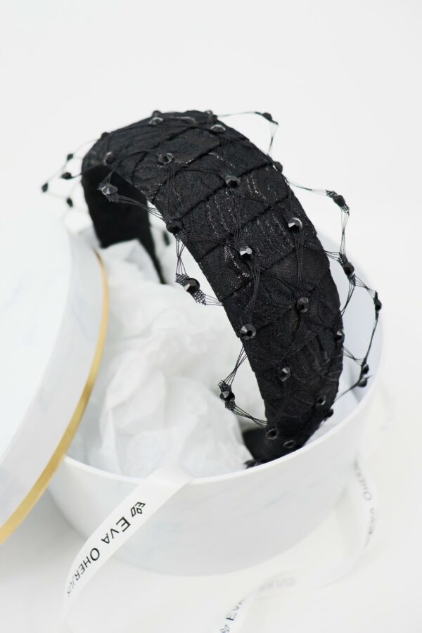Headband Charlize with Swarovski Crystals Honeycomb Veil - Image 2