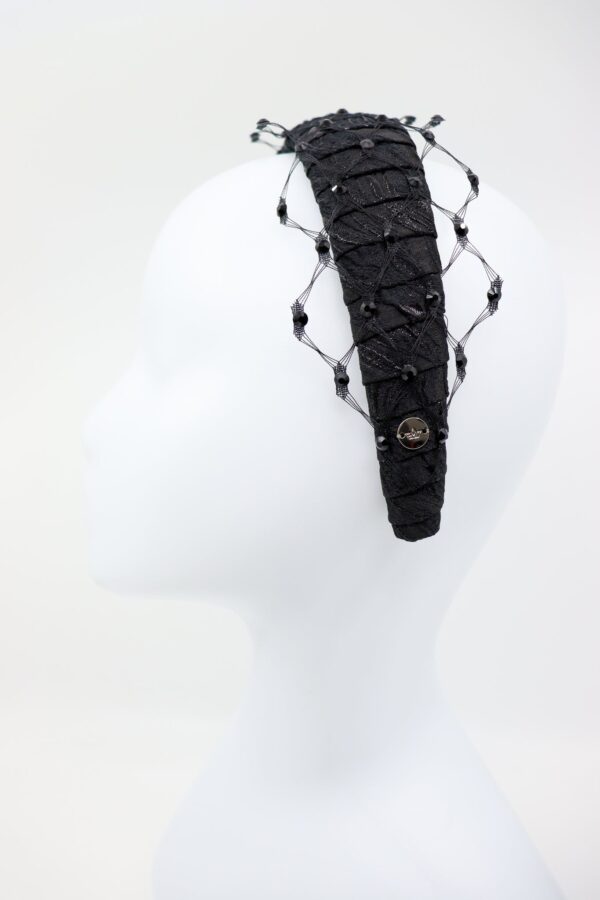 Headband Charlize with Swarovski Crystals Honeycomb Veil - Image 3