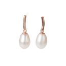 DayCharm Pearl Drop Earrings - Rose Gold and Silver