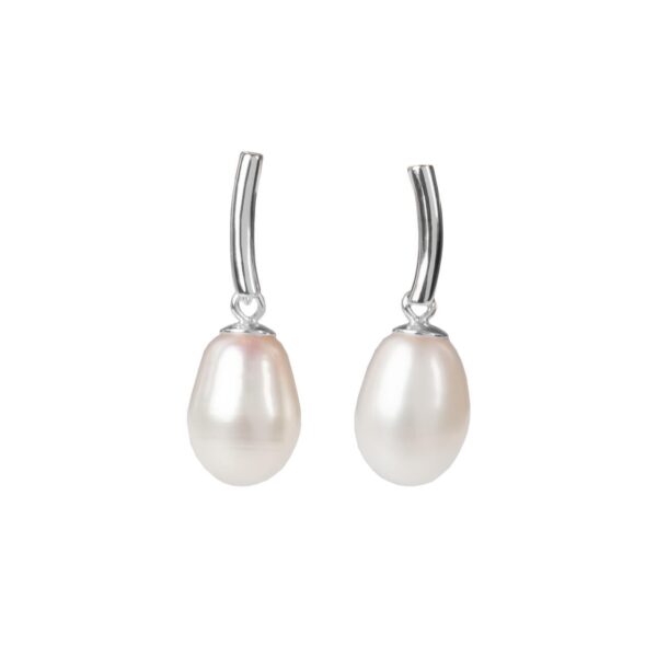 DayCharm Pearl Drop Earrings - Rose Gold and Silver - Image 2