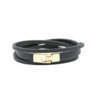 Double Wrap Slit Bracelet - Golden Hook Clasp