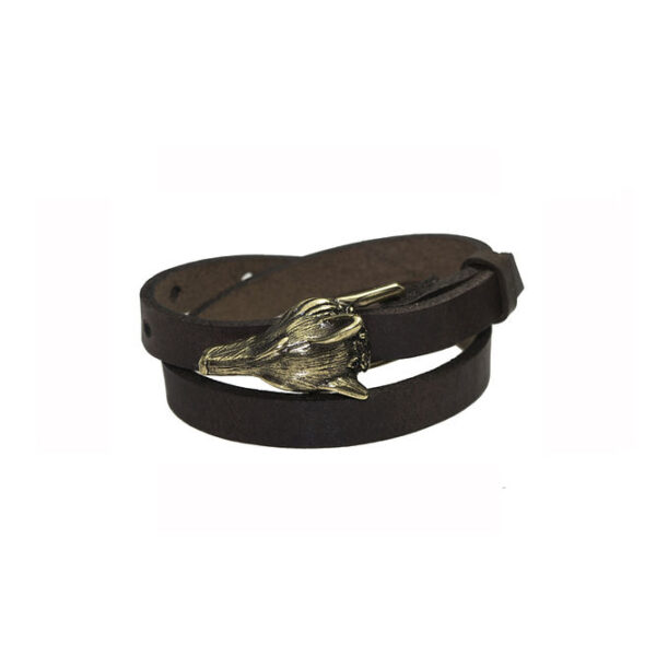 Wolf Leather Bracelet - Bronze Matte - Image 3
