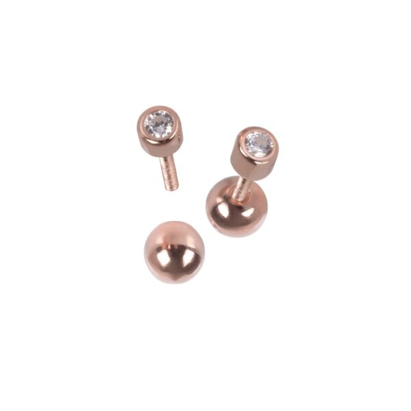 Illumi Dot Earrings - Rose Gold and Silver - Image 2