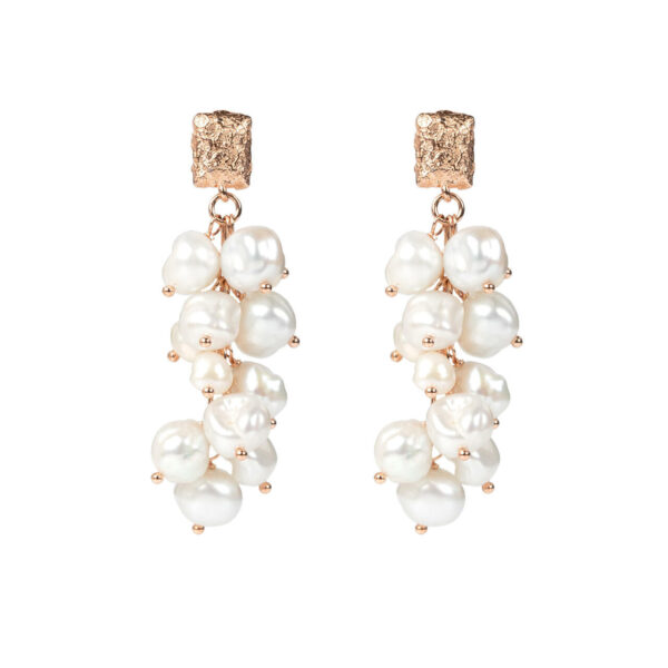 Festive Pearls Earrings - Rose Gold and Silver - Image 3