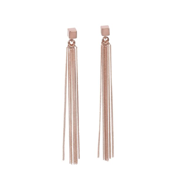 Massive C-Tassel-Ohrringe - Rose Gold und Silber – Bild 2