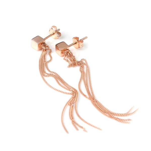 Massive C-Tassel-Ohrringe - Rose Gold und Silber – Bild 3