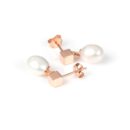 Solid Pearl Drop Earrings - Rose Gold and Silver