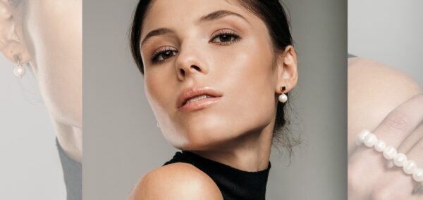 Solid Pearl Drop Earrings - Rose Gold and Silver - Image 4